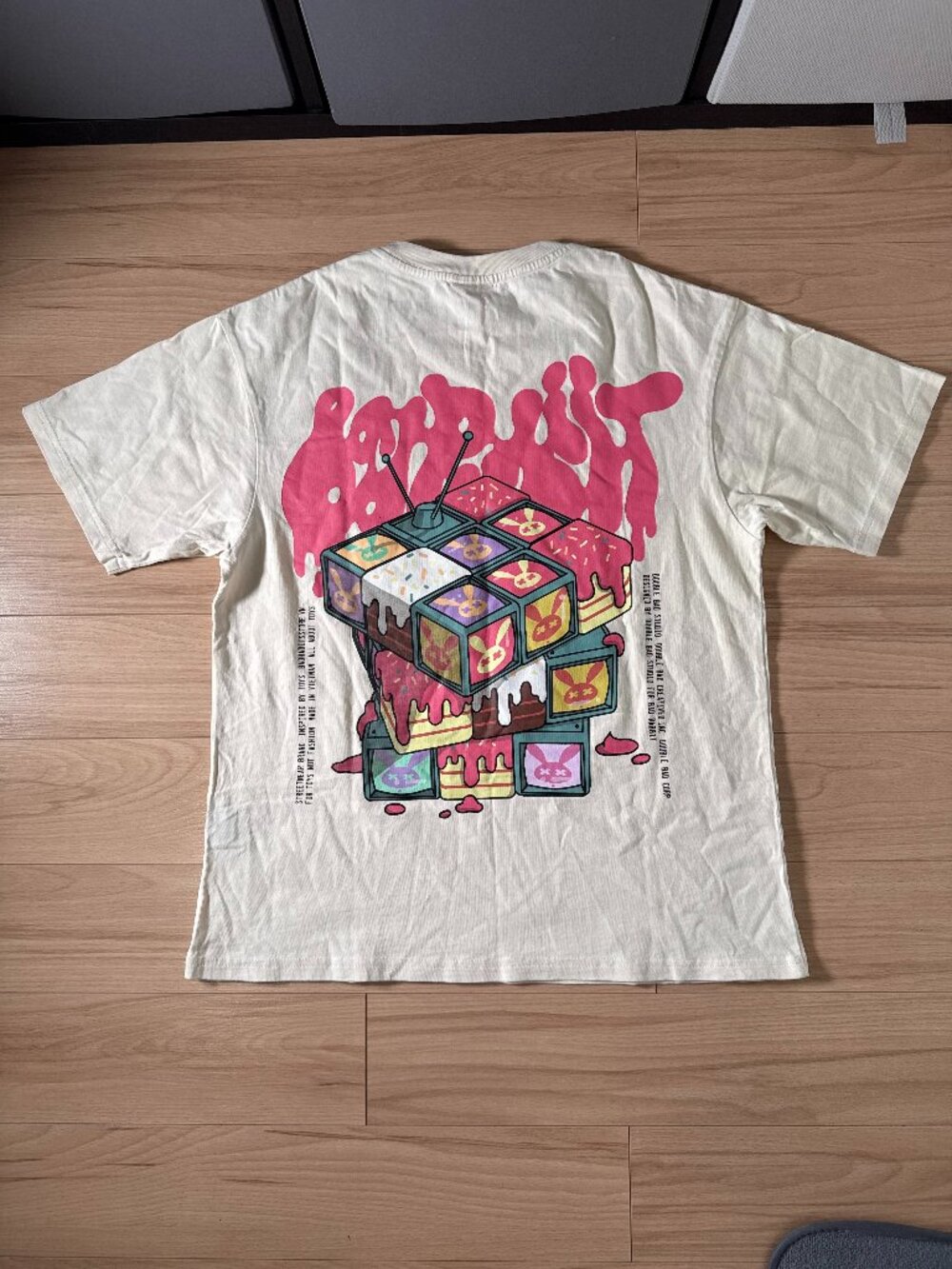 Bad Rabbit Club Double Bad Studio Trippy Land Graphic Tee Cream Size S